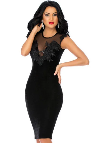 Fabulous Embroidered Mesh Bust Little Black Dress Popular unclassified dresses