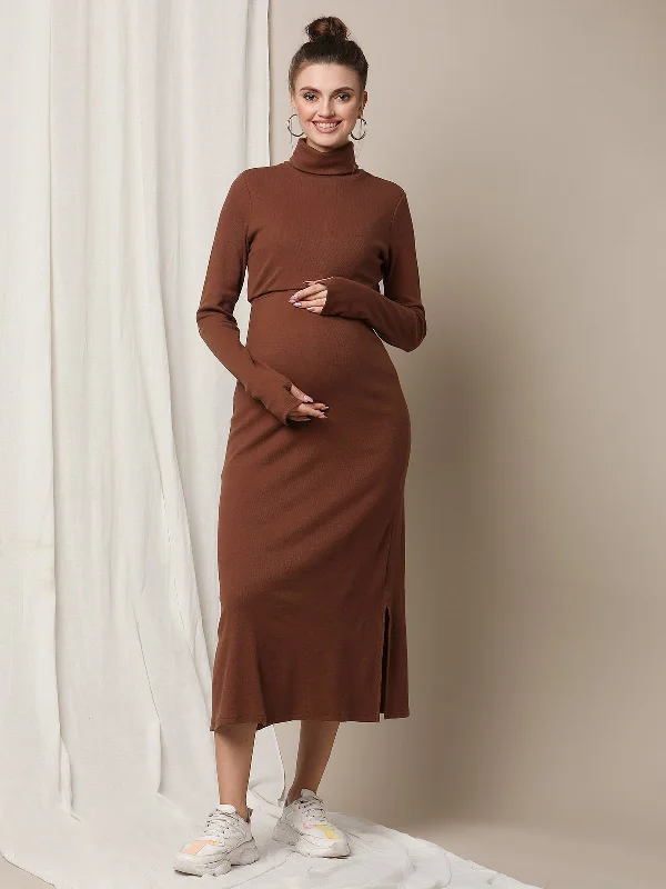 Feeding Overlay Rib-Knit Dress Women's unclassified dresses