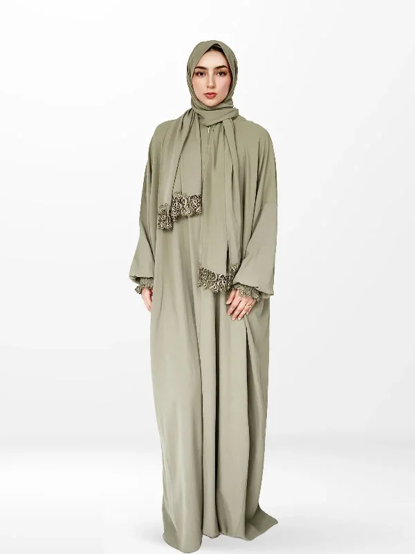 One-Piece Prayer Set Dress & Abaya with attached Hijab - Plain Velvet unclassified dresses