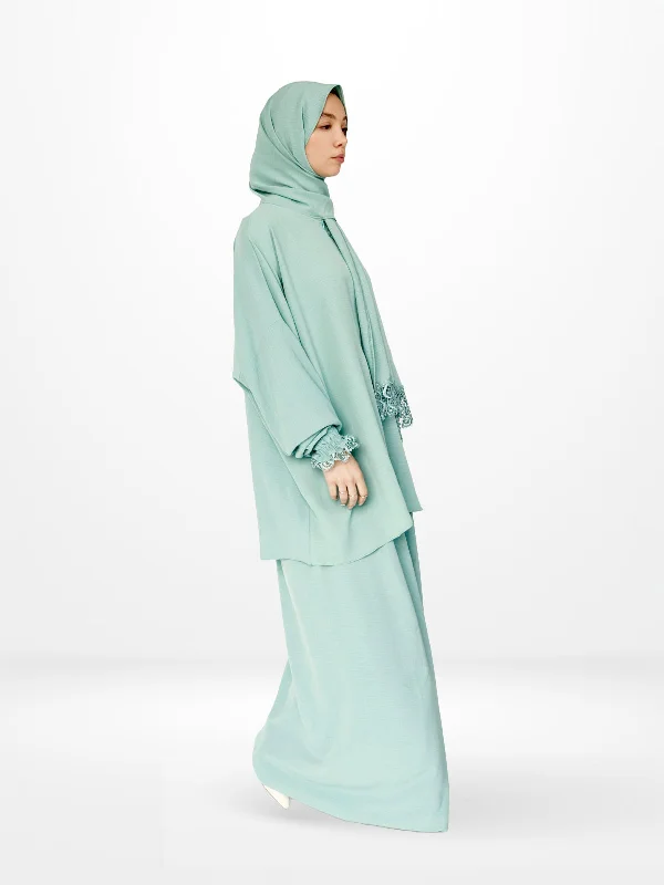 Two-Piece Prayer Set Dress & Abaya with attached Hijab - Plain Fabric Earthy tone unclassified dresses