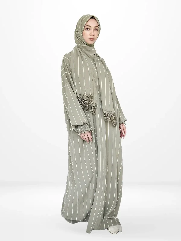 One-Piece Prayer Set Dress & Abaya with attached Hijab - Striped Pastel unclassified dresses