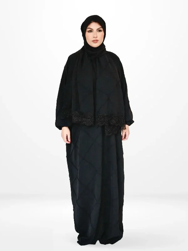 One-Piece Prayer Set Dress & Abaya with attached Hijab - Textured Metallic unclassified dresses