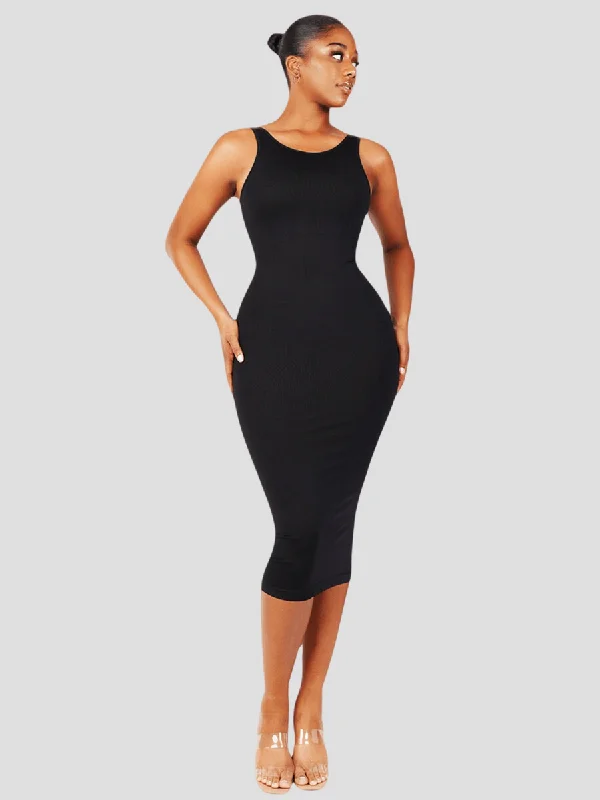 Magic Sculpt Built-In Shapewear Dress, Sleeveless Black Luxury unclassified dresses