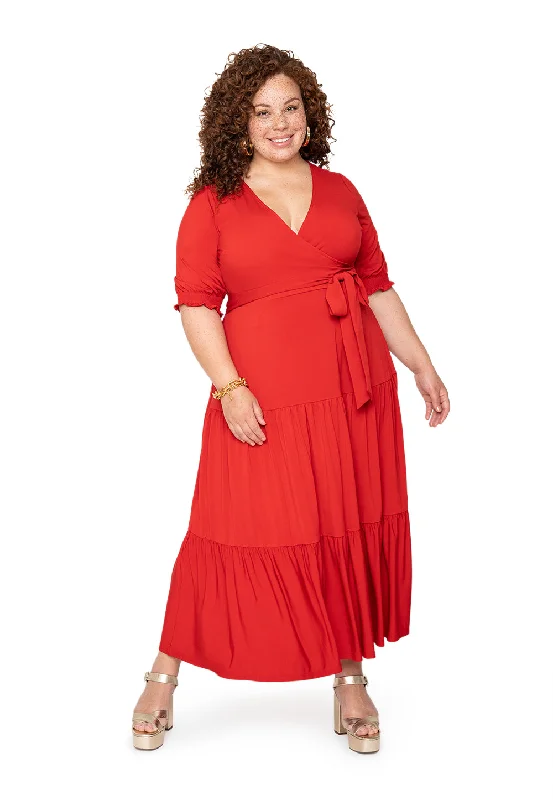 Leota Curve Marlo Dress Solid Barbados Cherry Backless unclassified dresses