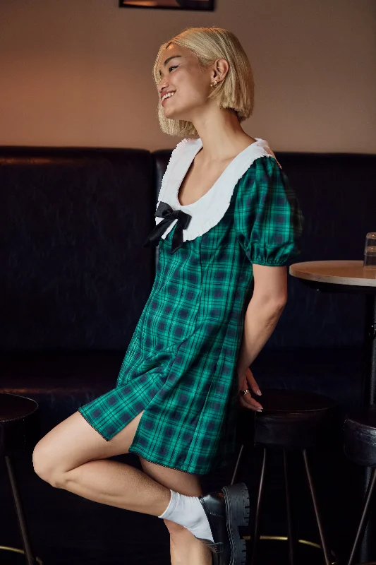 Macy Tartan Collar Dress Satin unclassified dresses