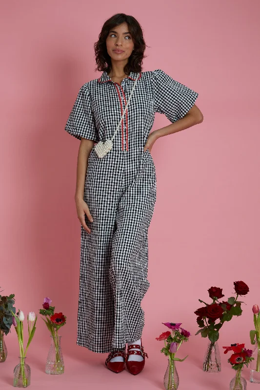 Piper Wide Leg Gingham Jumpsuit Date night unclassified dresses