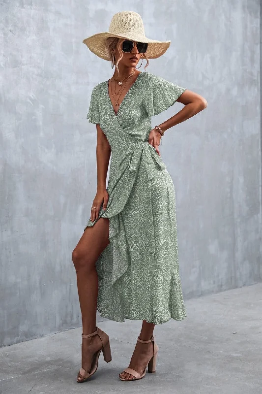 Palm Paradise Wrap Dress Designer unclassified dresses