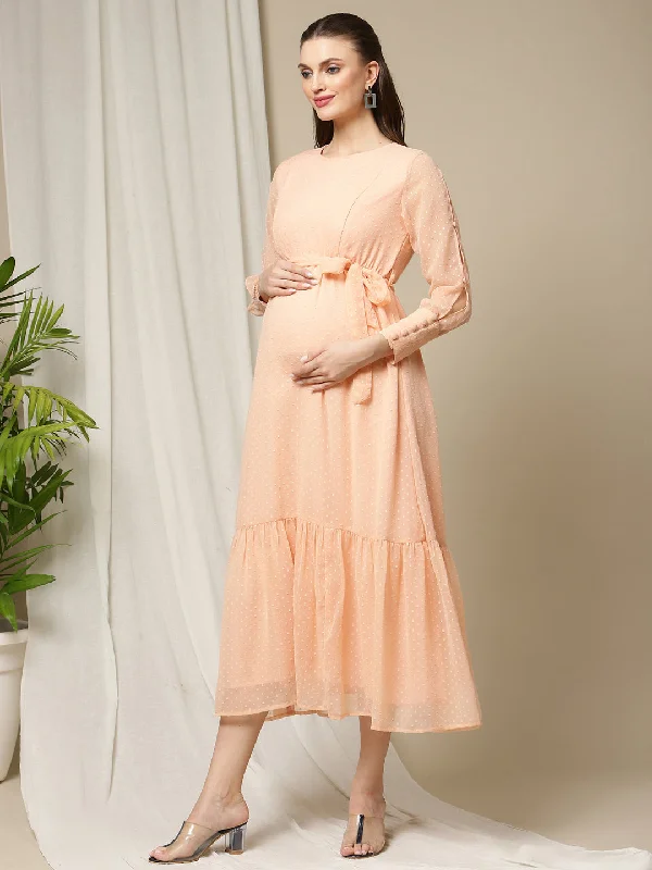 Peach Georgette Feeding Dress Casual unclassified dresses