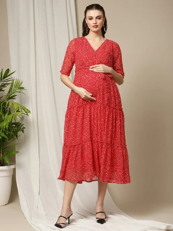 Polka Dot Red Feeding Dress Comfortable unclassified dresses