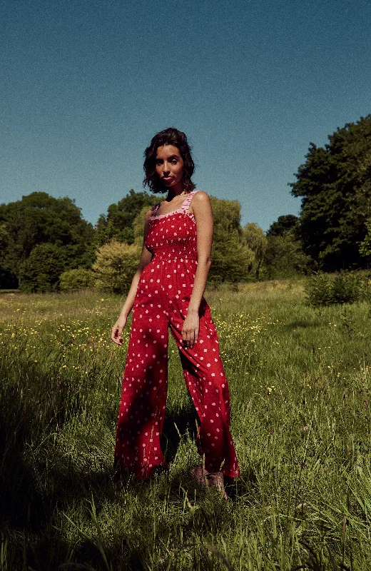 Raye Polka Dot Jumpsuit - Red Designer unclassified dresses