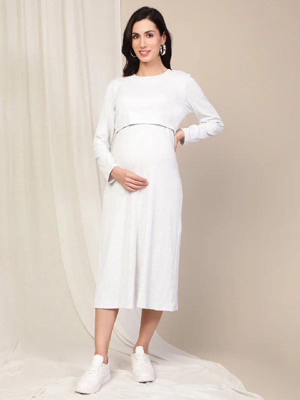 Rib Double Layer Feeding Dress Tiered unclassified dresses