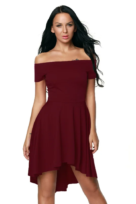 Burgundy All The Rage Skater Dress Striped unclassified dresses