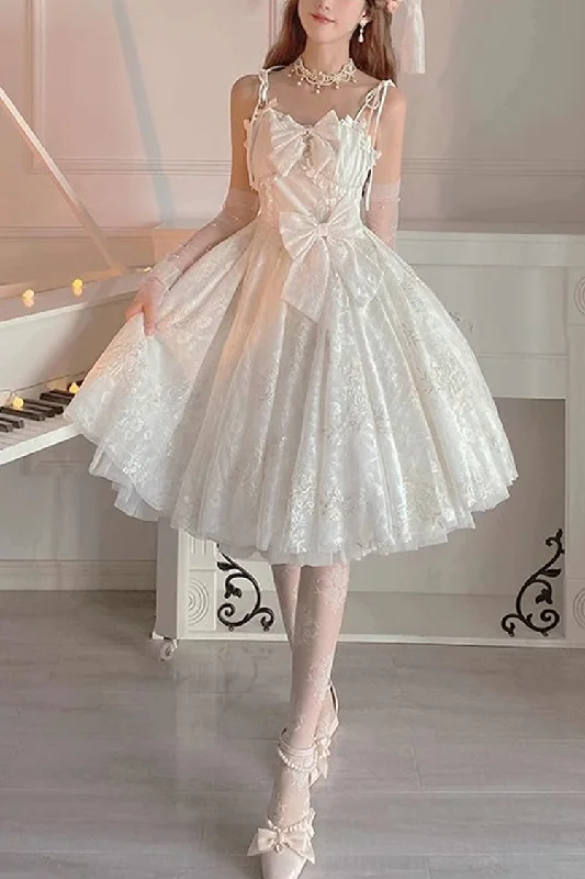 White Print Hanayome Embroidery Bowknot Sweet Lolita Prom Jsk Dress Popular unclassified dresses