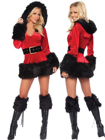 3 Piece Hooded Fur Trim Velvet Santa Costume Plus size unclassified dresses