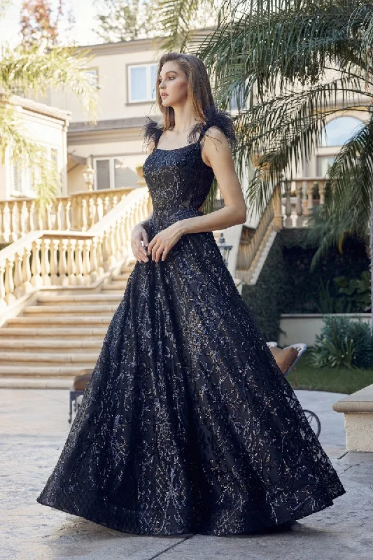 **Allure Prom Gown: Shimmering Elegance with Feathered Cap Sleeves** Engagement unclassified dresses