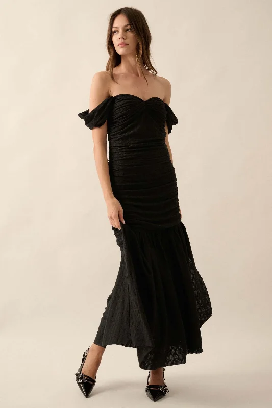 Beautiful Dreamer Textured Knit Drop-Waist Gown Beaded unclassified dresses