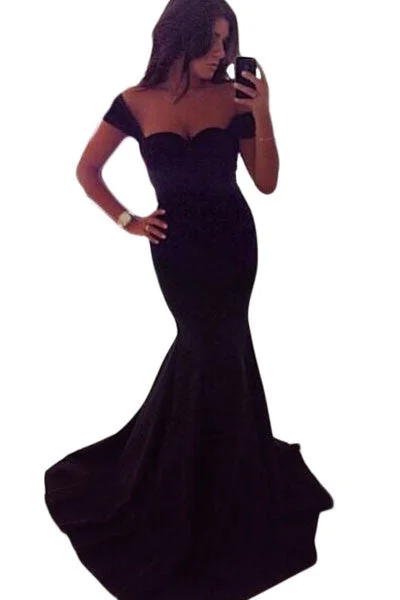 Black Sweetheart Off Shoulder Mermaid Prom Dress Backless unclassified dresses