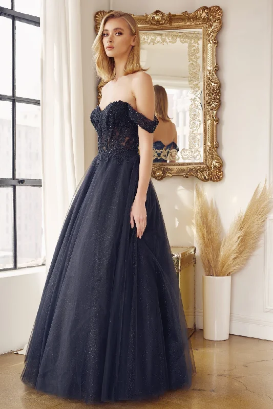 Dazzling Rhapsody's Enchanting Off-the-Shoulder Embroidered Prom Gown Fall unclassified dresses