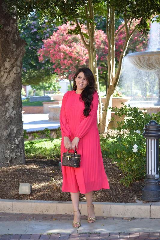 Emma Fuchsia Pink Pleated Dress Casual chic unclassified dresses