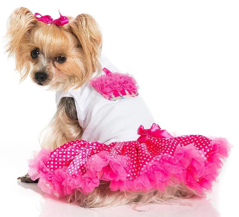 Pawpatu Hot Pink Birthday Cupcake Polka Dot Dress for Pets Affordable unclassified dresses