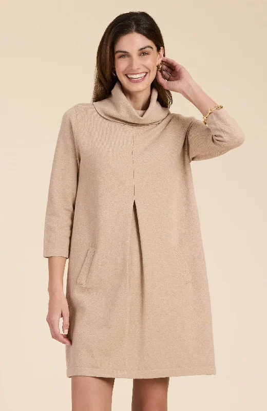 Kim Cotton Cashmere Dress - Light Camel Bold pattern unclassified dresses