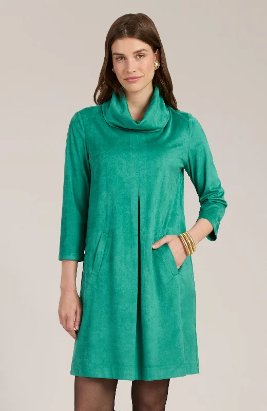 Kim Faux Suede Dress - Kelly Green Metallic unclassified dresses