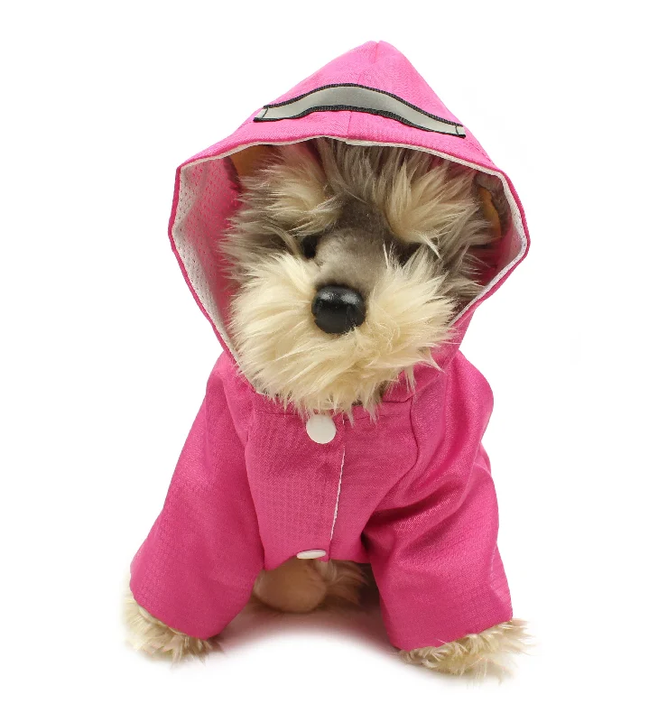 Pawpatu Hot Pink Hooded Reflective Raincoat for Dogs Tiered unclassified dresses