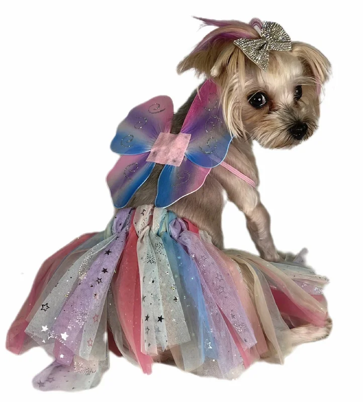 Pawpatu Rainbow Butterfly Pet Costume, Tutu/Wing Set Minimalist unclassified dresses