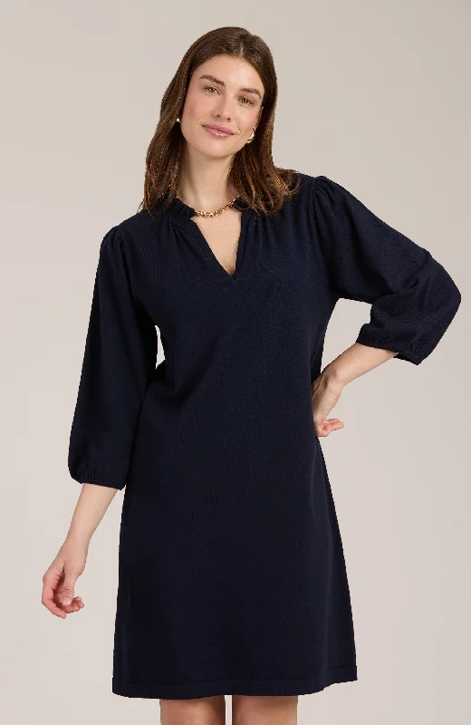 Sherri Cotton Cashmere Dress - Navy High-end unclassified dresses