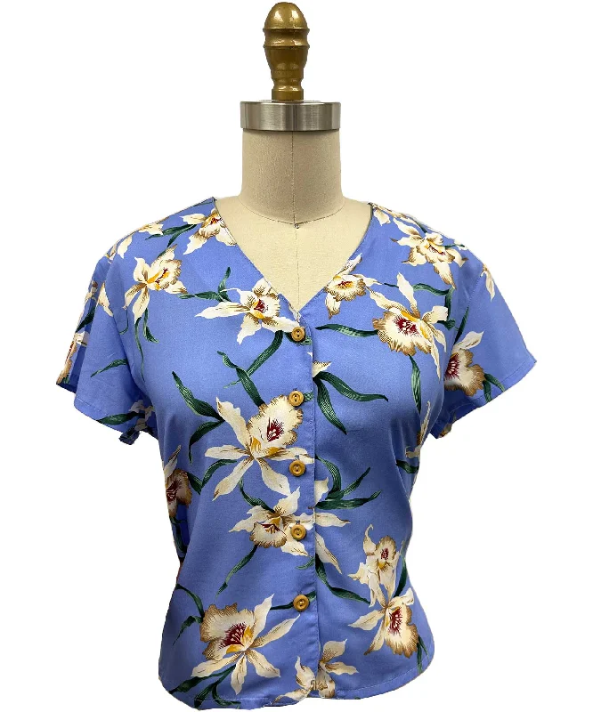 Star Orchid Periwinkle V-Neck Blouse A-line unclassified dresses