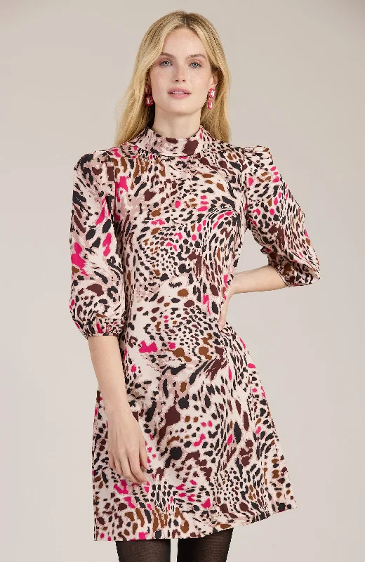 Vicky Cotton Pink Cheetah Dress - Pink Cheetah Monochrome unclassified dresses