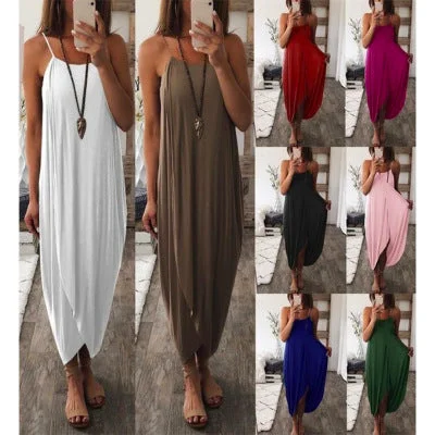 Women Fashion Solid Color Knitting Sleeveless Sexy Casual Dresses Bold pattern unclassified dresses