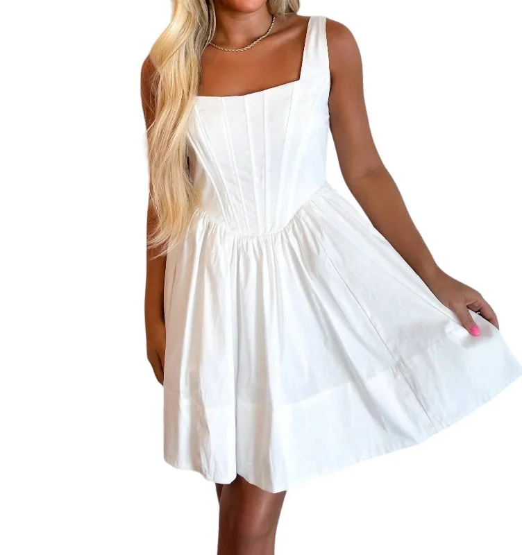 Corset Mini Dress In White Bohemian Mini Skirt