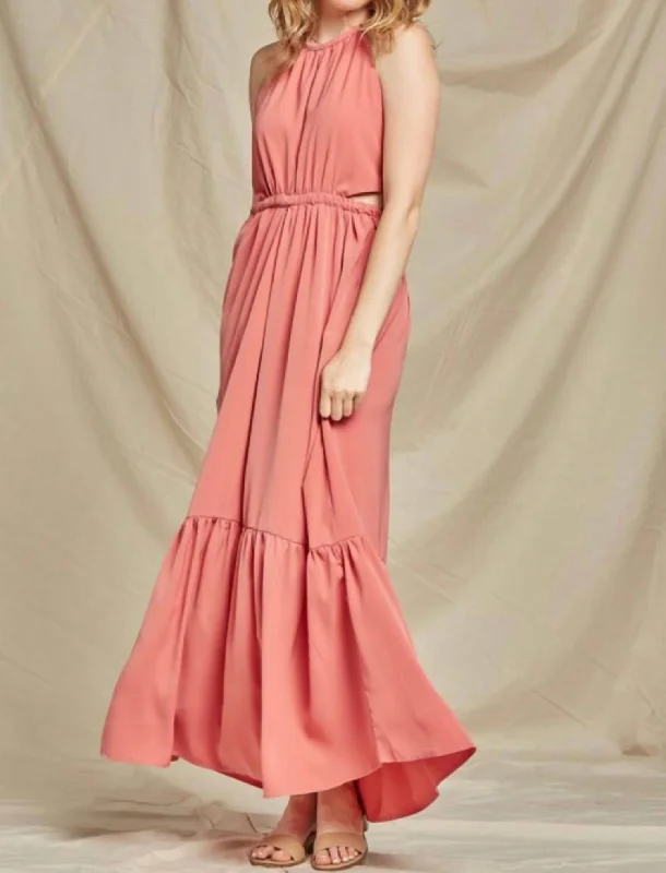 Cut Out Maxi Dress in Coral Maxi Skirt Collection