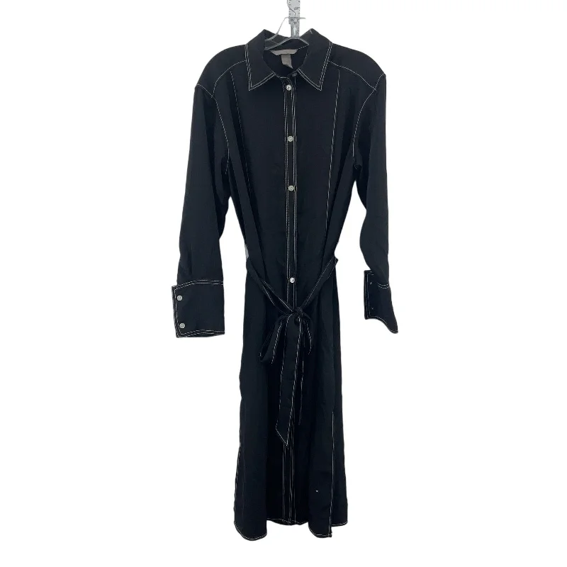 H&M Black Women's Long Sleeve Long Shirt Dress, Size S, Preowned Soft Maxi Dress