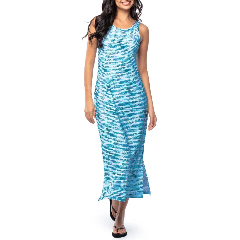 Ladies Palm Stripe Maxi Dress Colorful Maxi Skirt