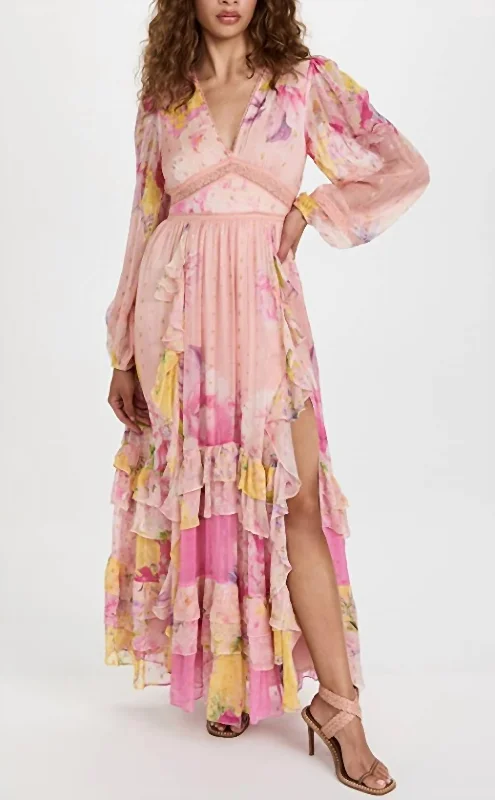 Leona Long Dress in Peach Casual Maxi Outfit