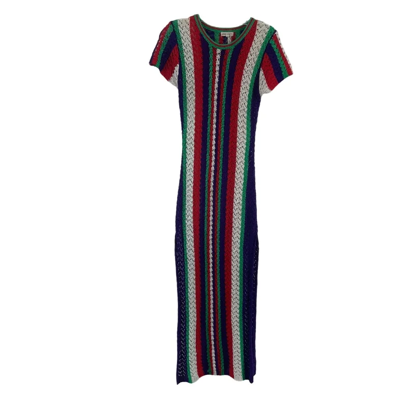 Love Sense Striped Knit Hi-Slit Acrylic Maxi Dress Women’s M Multicolor Preowned Slim-fit Maxi Skirt