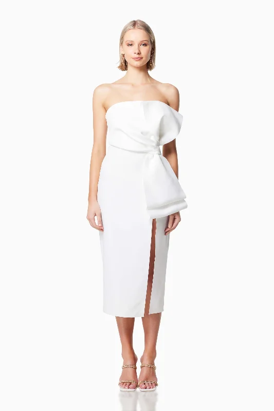 Brighton 3D Midi Dress In White Classic Midi Skirt