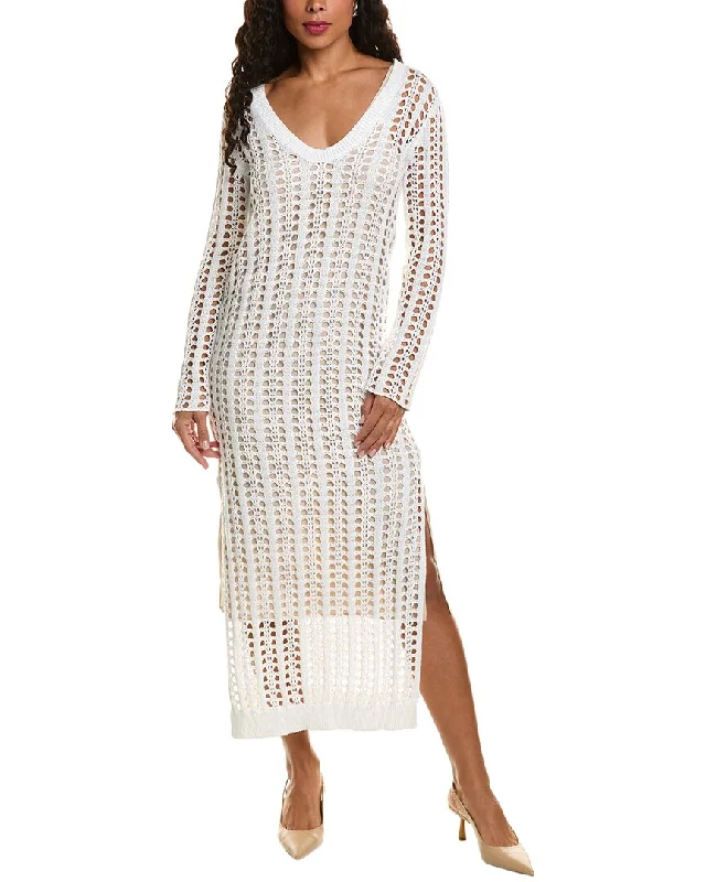 Brunello Cucinelli Crochet Linen & Silk-Blend Midi Dress Soft Pleated Midi