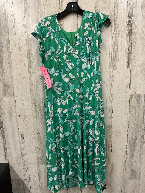 Green Dress Casual Midi London Times, Size Xl Maxi Length Midi