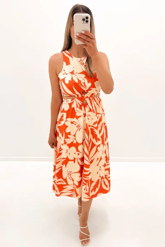 Jess Midi Dress Orange Fashion Midi Skirt