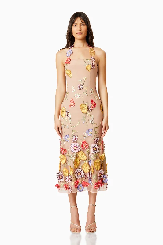 Lark Floral Midi Dress In Multi Printed Midi Outfit