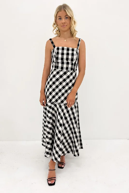 Sullivan Midi Dress Black Check High-Waisted Midi Skirt